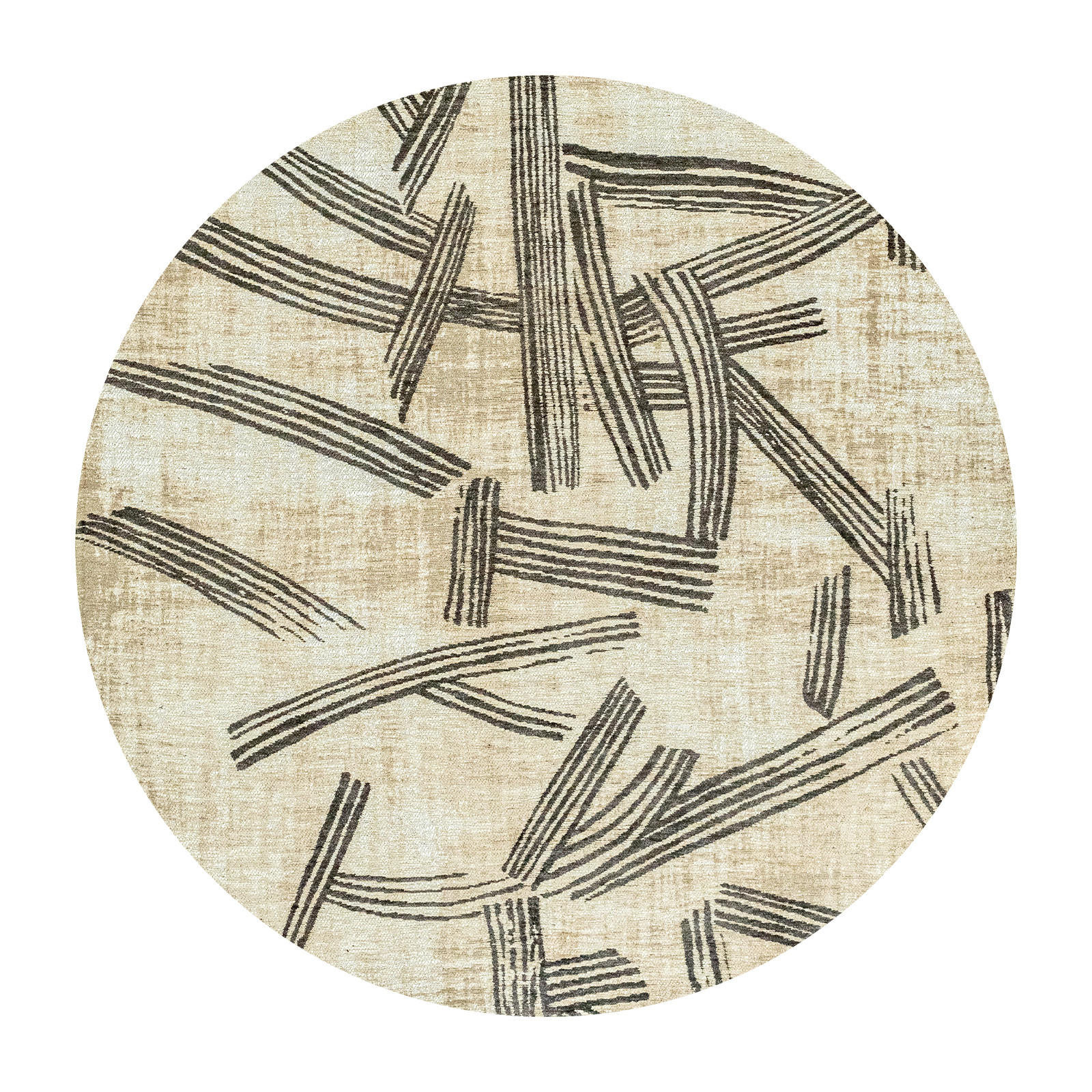 TEPPICH Slate Meditation Kanji 140/140 cm - Beige, Kunststoff/Textil (140/140cm) - Louis De Poortere