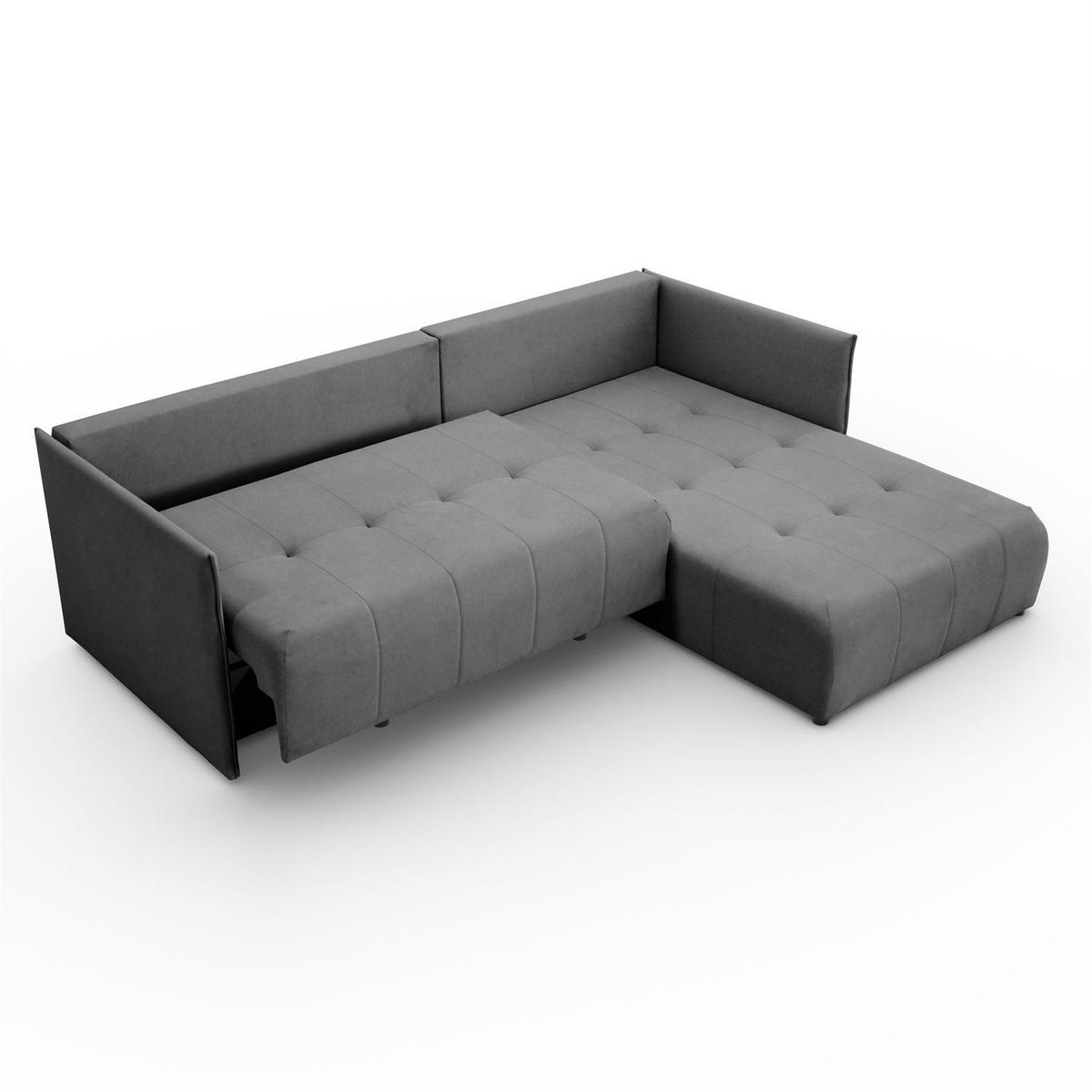 ECKSOFA APOLLO L mit Schlaffunktion und Bettkasten – rechte Seite - Graphitfarben, Textil (246/188cm) - Lookway
