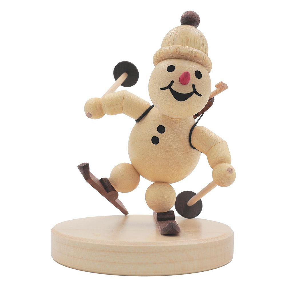 HOLZFIGUR Schneemann Junior laufender Biathlet auf Sockel 9 cm - Multicolor, Holz (7/1/0.1cm)