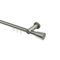 INNENLAUF-GARDINENSTANGEN-SET Platon Sitra 420 cm (geteilt in 3 x 140 cm), 1-läufig, 20 mm Ø Edelstahl-Optik - Edelstahlfarben, Metall (420cm) - INTERDECO