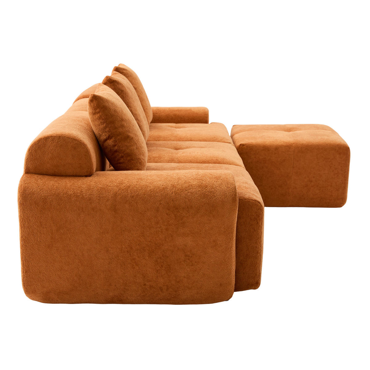 ECKSOFA 268/102/78 cm orange aus Kordstoff modular - Orange, Textil (100/97cm) - OKWISH