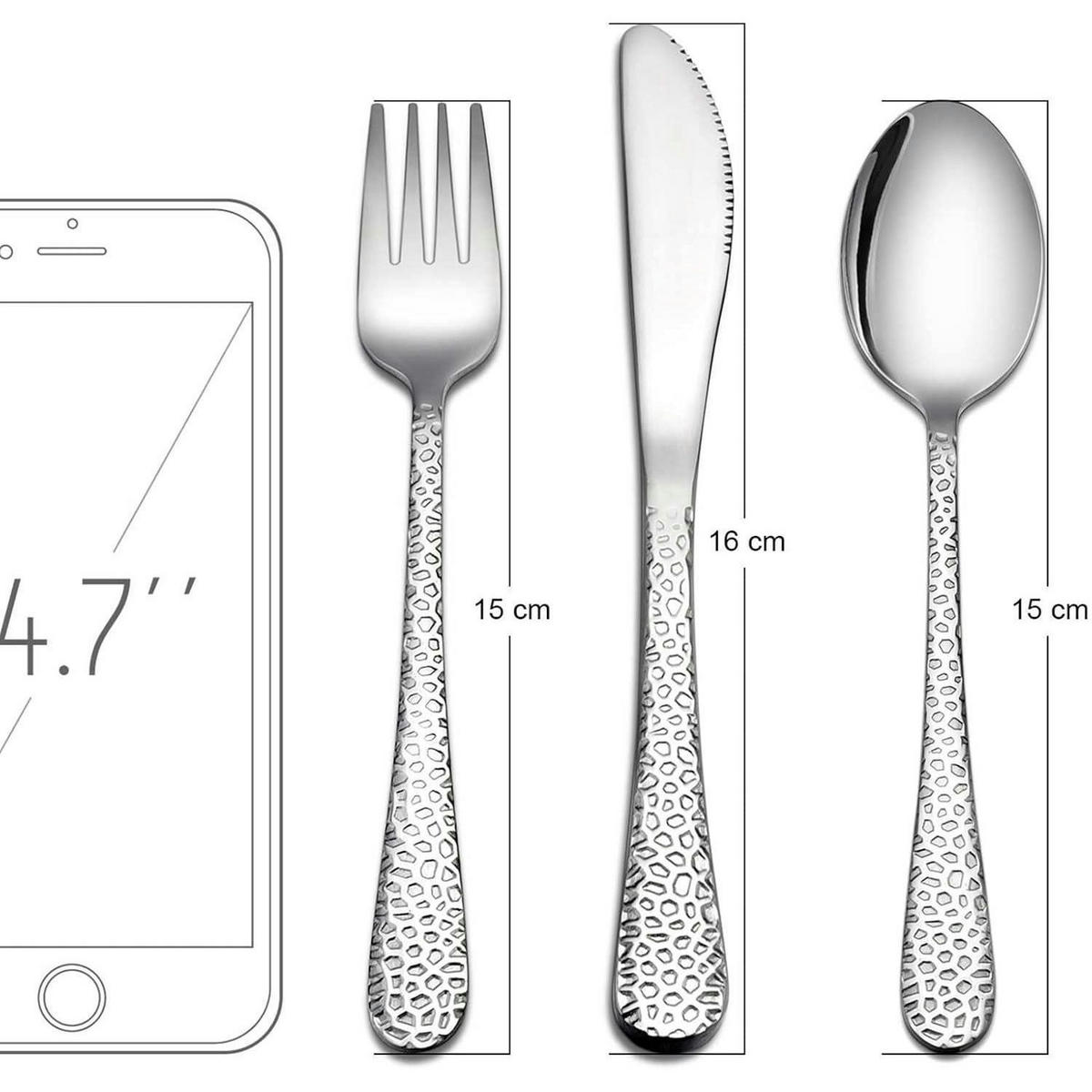 KINDERBESTECK 9-teiliges Set Edelstahl Hammergriff - Silberfarben, Metall