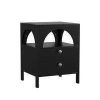 NACHTTISCH aus MDF mit 2 Schubladen & offenem Fach, 45/40/58 cm, Schwarz - Schwarz, Holzwerkstoff (40/58/45cm) - Redom