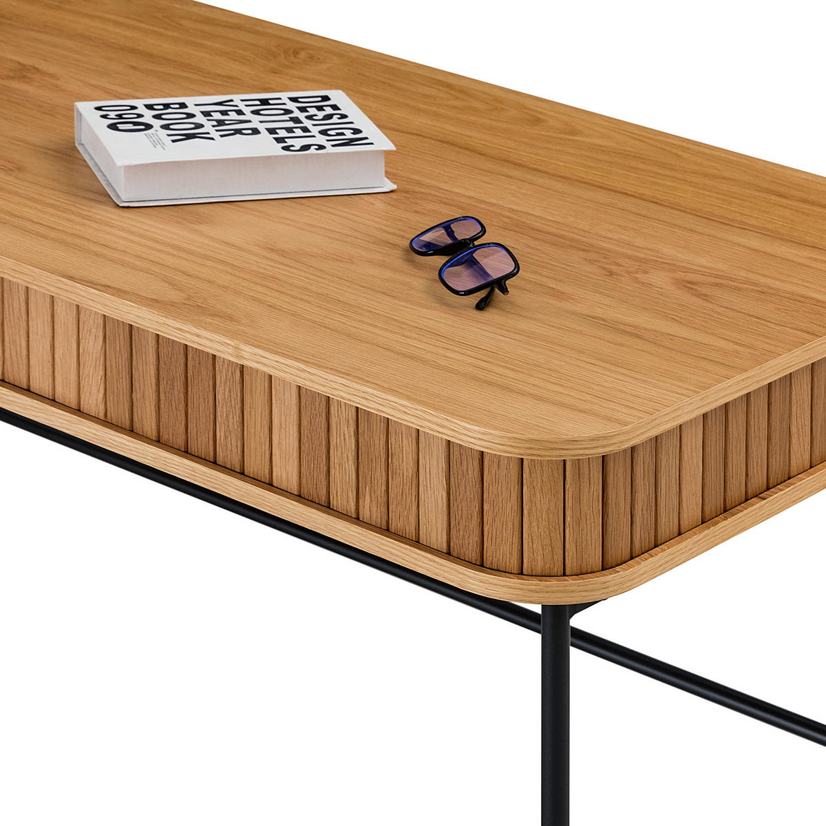 SCHREIBTISCH - Echtholzfurnier - Eichefarben, Holzwerkstoff/Metall (60/120/76cm) - home24