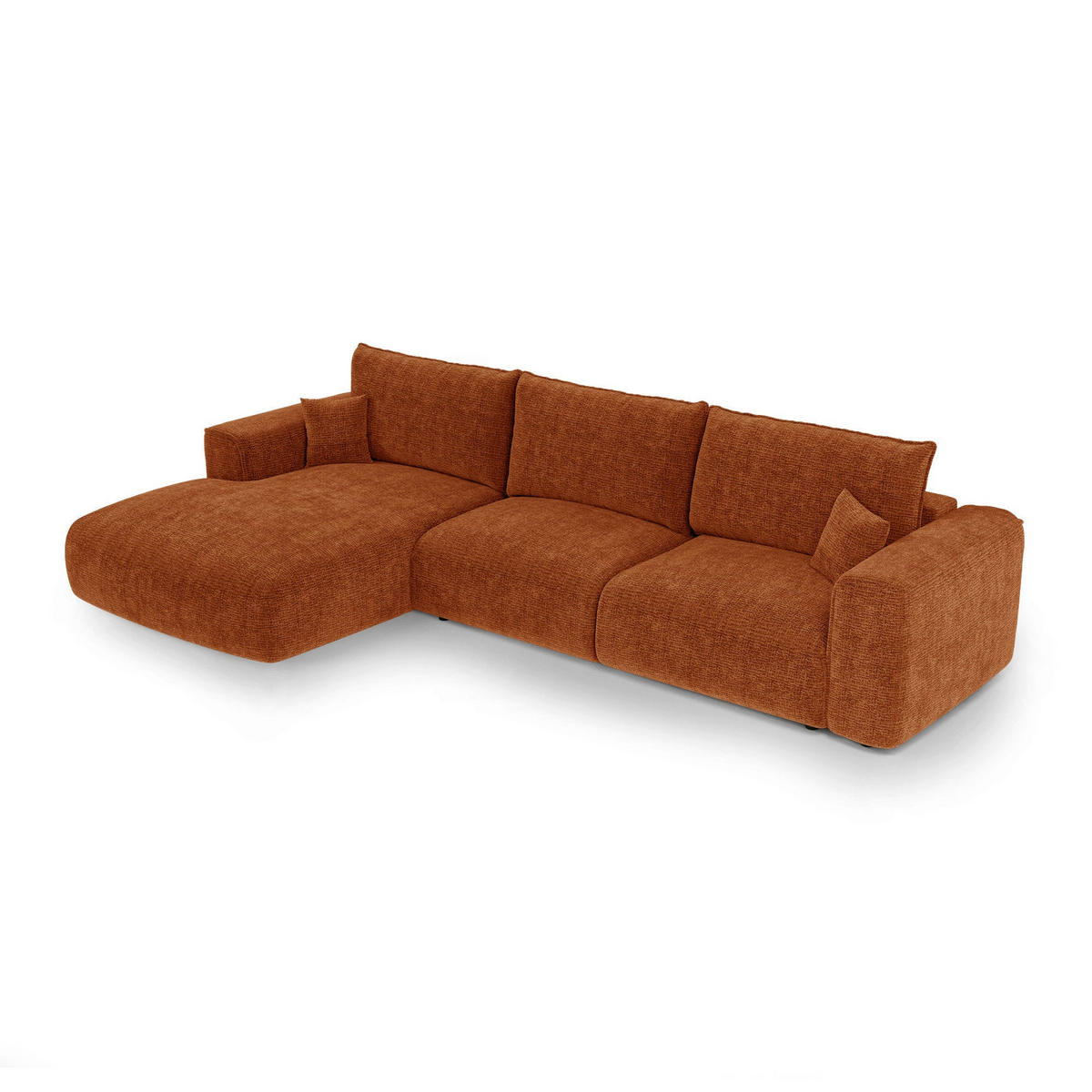 LINKSECK-SCHLAFSOFA mit Stauraum COMO Kettgewebe mit weichem Griff Terrakotta 297cm - Dunkelorange/Terracotta, Textil (297/167cm) - Premium Interiors