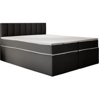 KONTINENTALBETT 140x200 cm mit Taschenmatratze, MIAMI, Visco Topper 5 cm, Schwarz - Schwarz, Kunststoff (140/200cm) - Trada
