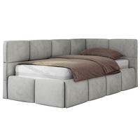 JUGENDBETT ARVO 90/200 - Hellgrau Velvet - ohne Matratze - Rechts Seite - Hellgrau, Textil (200/90cm) - MKS