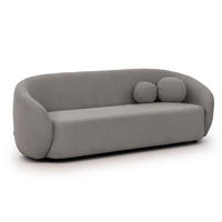 3-SITZER-SOFA Roundi Grau Bouclé - Schwarz/Grau, Holz/Kunststoff (208/76/80cm) - S-Style Möbel