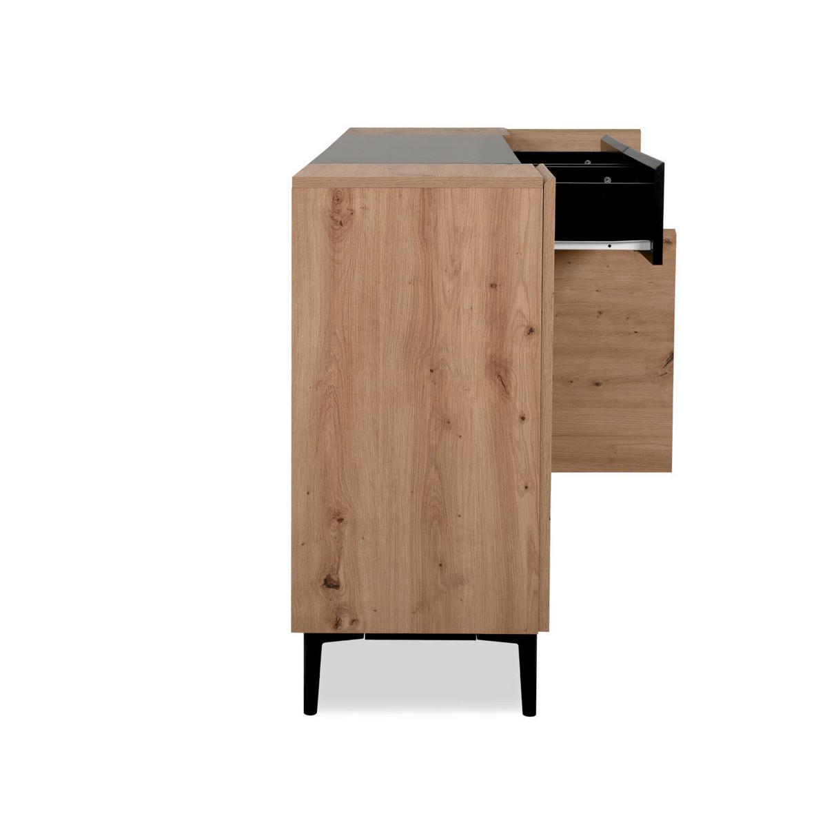 SIDEBOARD 180/90/42 cm Eiche, Schwarz - Schwarz/Braun, Holz (180/90/42cm) - Homestyle4u