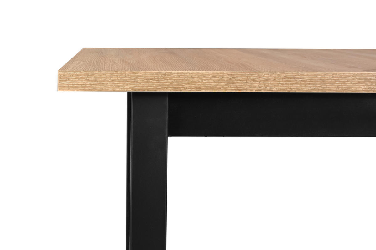 ESSTISCH Ikon 3 M - Schwarz/Sonoma Eiche, Holz/Metall (80/140/79cm) - Leaf Design