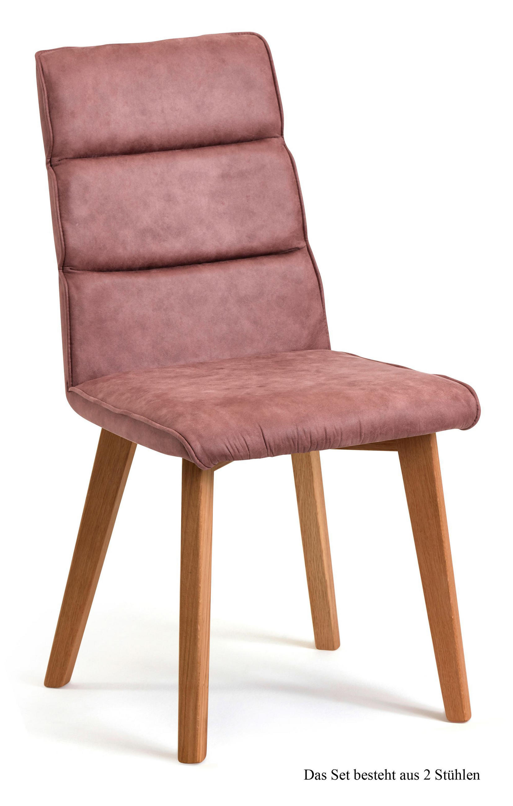 ESSZIMMERSTUHL (2er-Set) Darell 47x92x60 Eiche geölt/Rosewood - Eichefarben/Dunkelrosa, Kunststoff (60/92/47cm) - 58aufmkessel