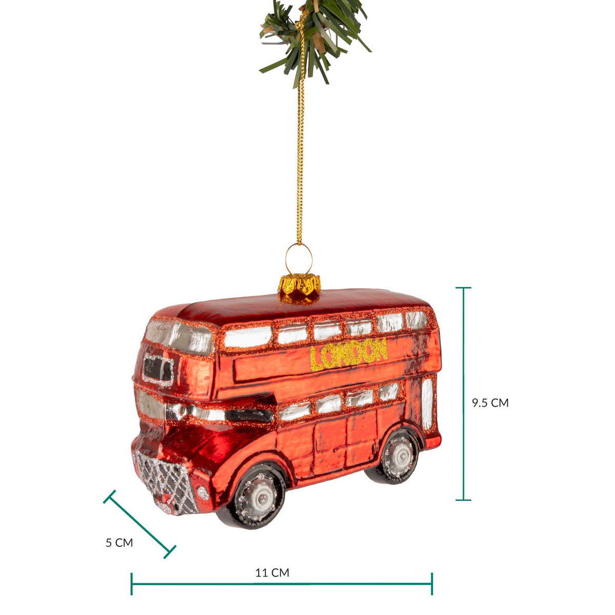 WEIHNACHTSKUGEL London Bus 11 cm - Rot, Glas (5/10/1cm)