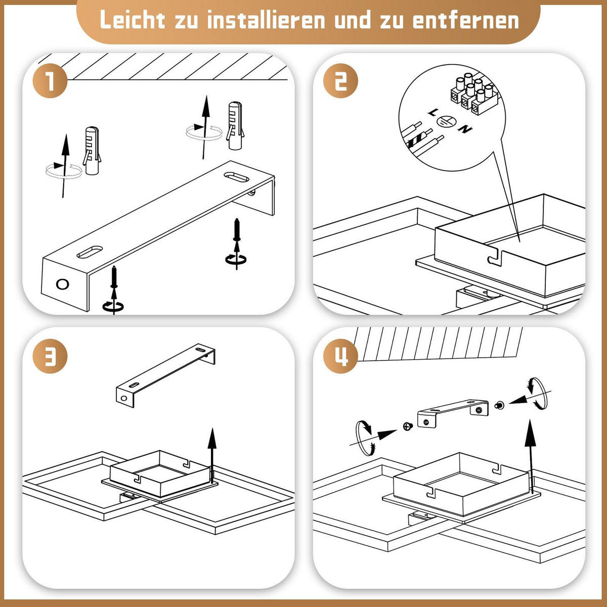 LED-DECKENLEUCHTE Frost 33.3/33/6.1 cm - Schwarz, Metall (33.3/33/6.1cm) - Nettlife