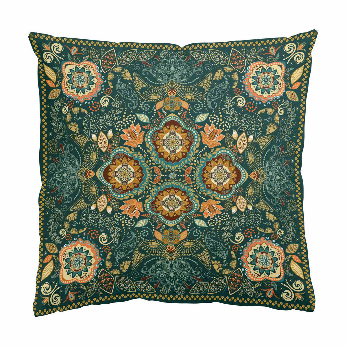 DEKOKISSEN Detailliertes Boho Muster in Grün 50/50 cm - Grün, Textil (50/50/10cm) - Bilderwelten