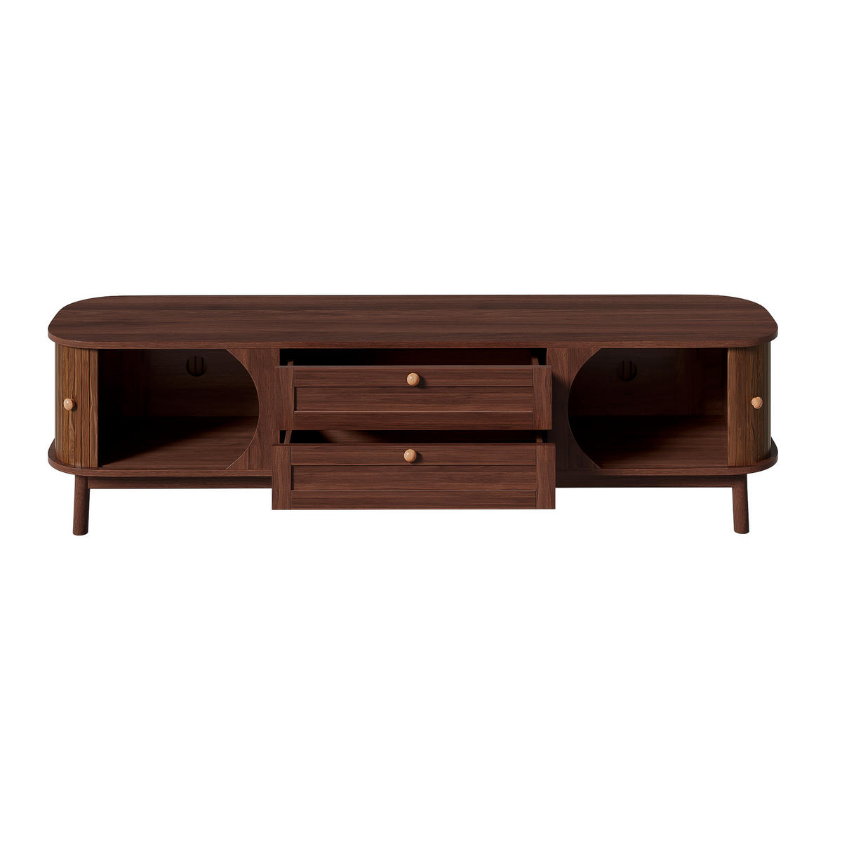 TV-SCHRANK Holzoptik Schubladen Stauraum modern - Walnussfarben, Holzwerkstoff (39.5/46/170cm) - FLIEKS