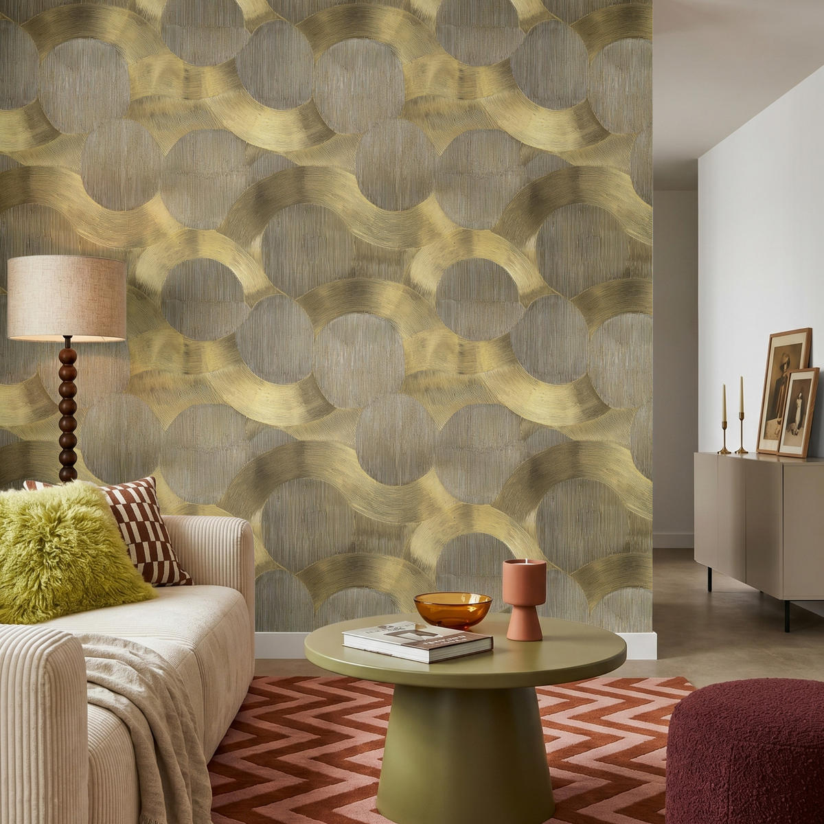TAPETE - Modern - Geometrisch - Gold - 200x200 cm - Goldfarben, Papier (200/200cm) - OnlyWow