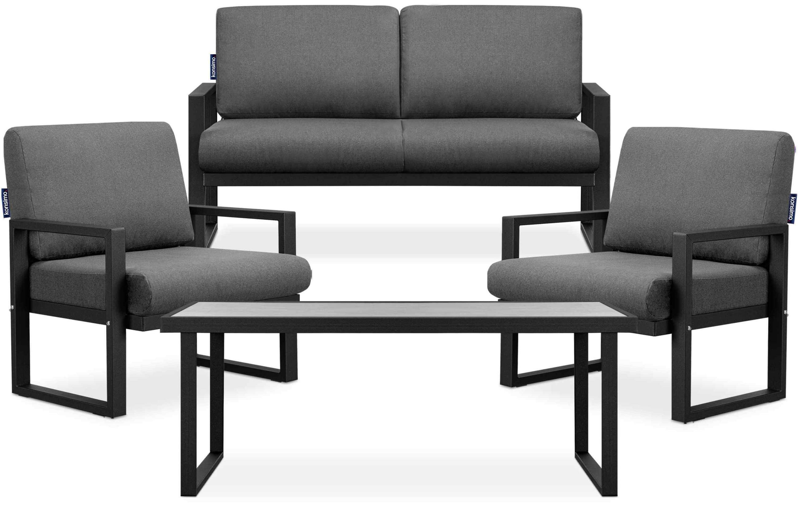 TERRASSENMÖBEL FRENA im Loft-Stil, schwarz - Schwarz/Grau, Metall - KONSIMO®