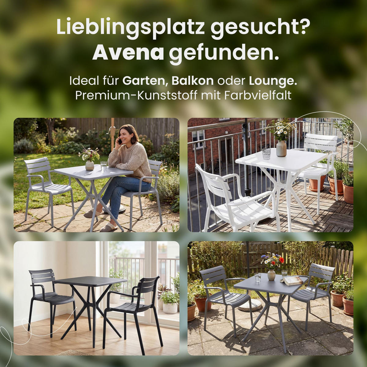 GARTENSITZGRUPPE 2 Kunststoff Grau - Grau, Kunststoff - CLP