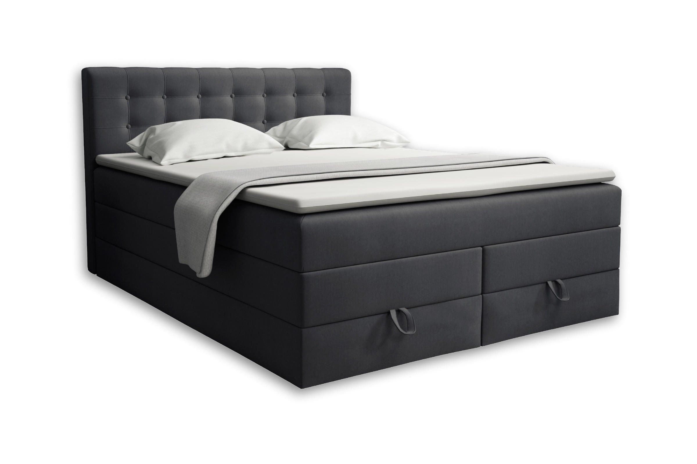 BOXSPRINGBETT VERNO 140/200 in Velour Anthrazit - Anthrazit, Holz/Holzwerkstoff (140/200cm) - Deine Möbel 24