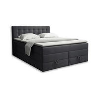 BOXSPRINGBETT VERNO 140/200 in Velour Anthrazit - Anthrazit, Holz/Holzwerkstoff (140/200cm) - Deine Möbel 24
