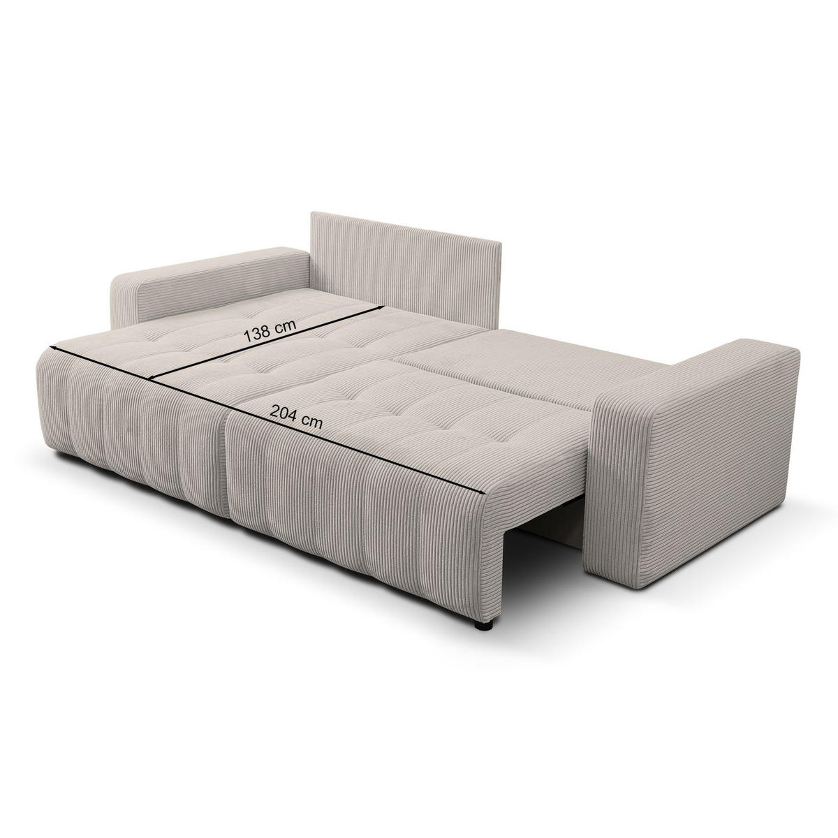 ECKSOFA Maillo Beige Cord - Beige/Schwarz, Kunststoff/Textil (245/143cm) - Selsey