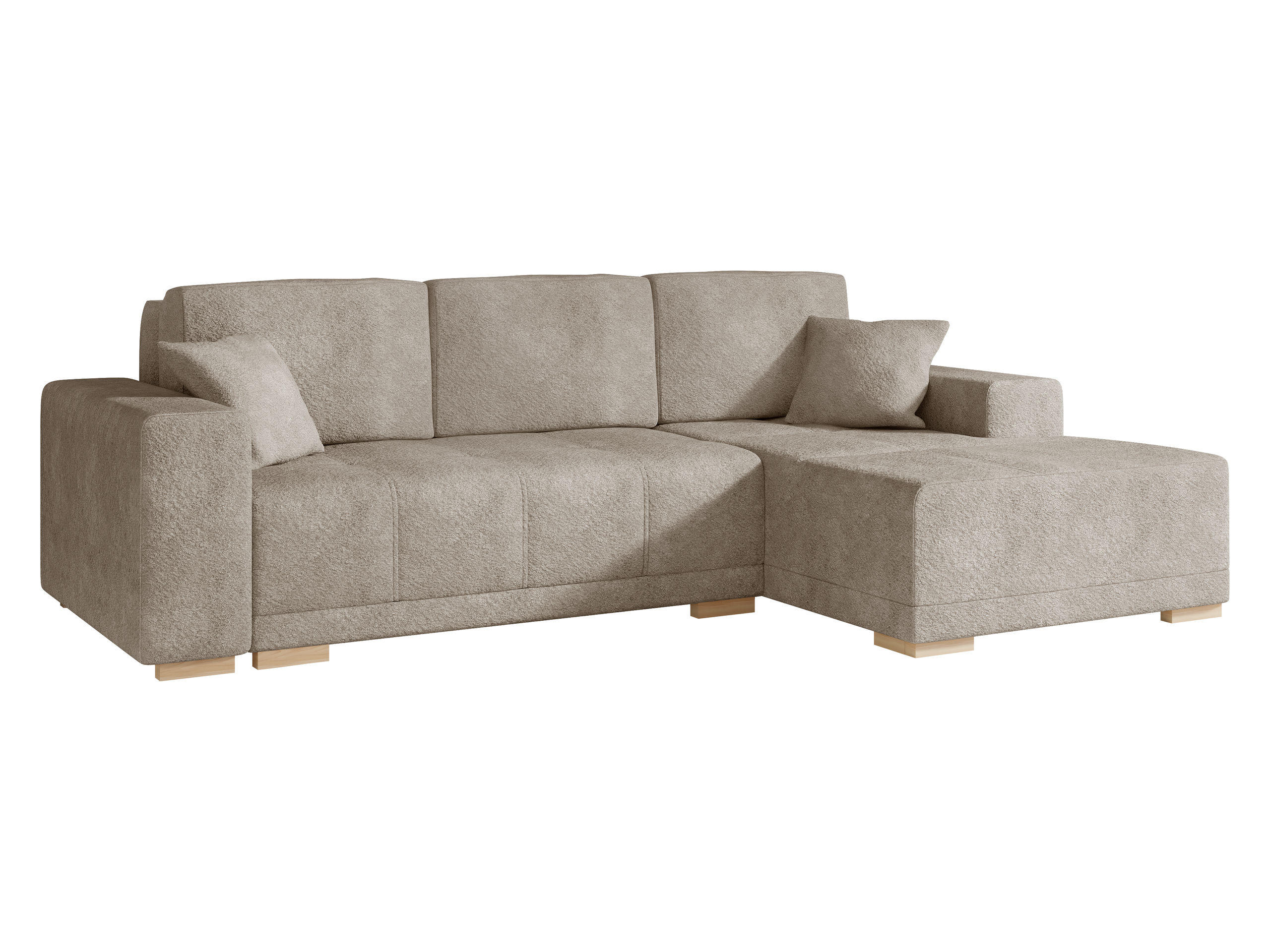 ECKSCHLAFSOFA Bello, Seite: Rechts - Hellbraun/Naturfarben, Holz/Textil (140/240cm) - MIRJAN24