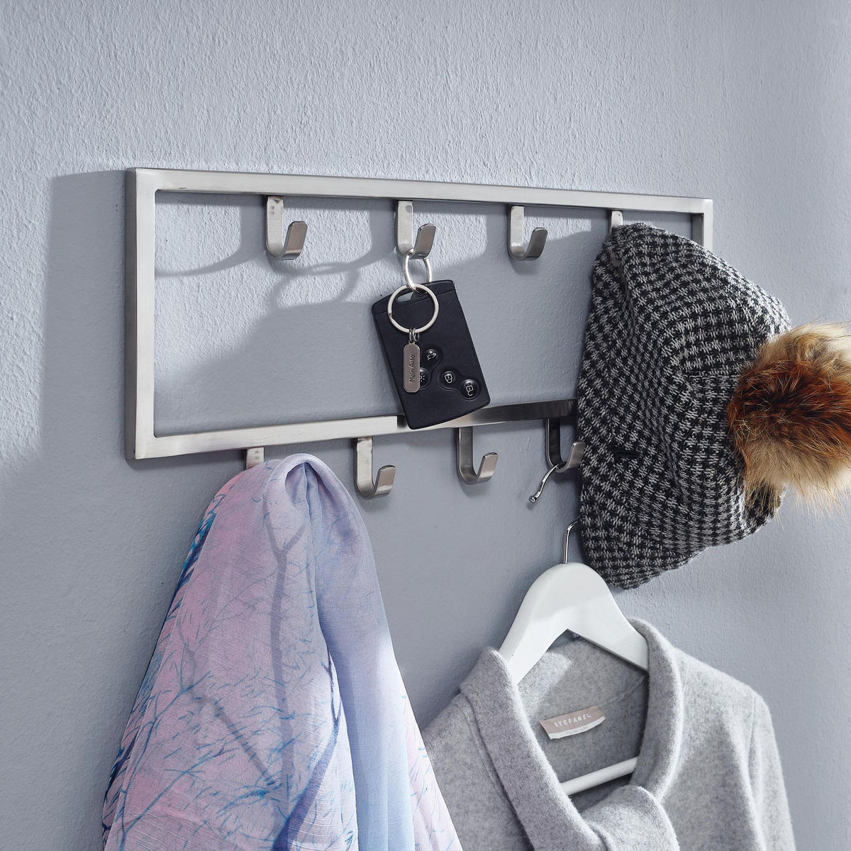 WANDGARDEROBE Metall Silber Modern poliert - Silberfarben, Metall (50/20/4cm) - KADIMA DESIGN