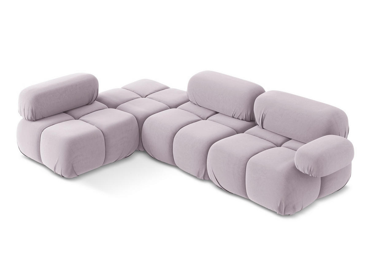 ECKSOFA Links Samt Stoff Violett - Lila/Flieder, Kunststoff/Textil (190/285cm) - Makamii