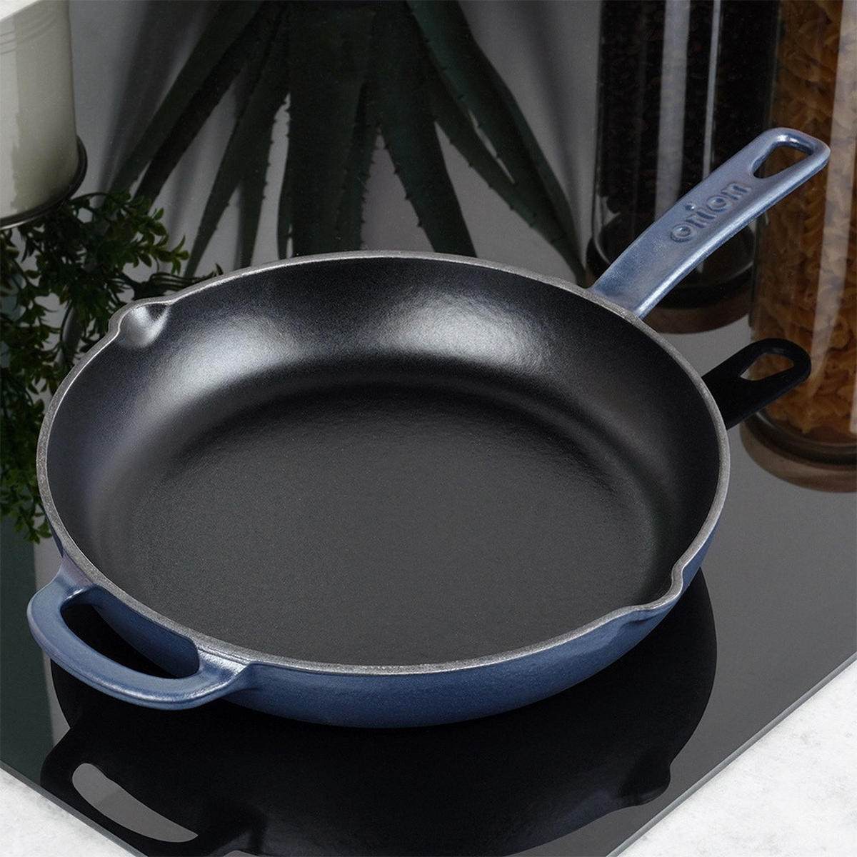 GUSSEISENPFANNE Litina emailliert dunkelblau - Dunkelblau, Metall (40/25/4.3cm) - Orion 