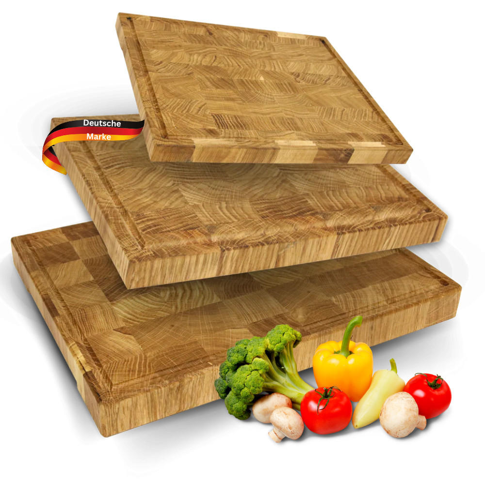SCHNEIDEBRETT Holz Set MILA klingenschonend 3 Größen - Braun, Holz (80/60cm) - DELUKE