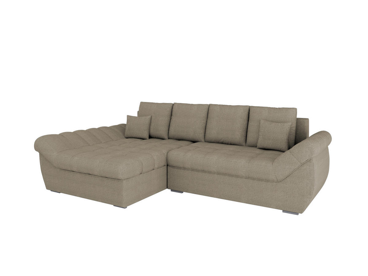 ECKSOFA ZAYA mit Schlaffunktion L-Form, Sofa mit Bettkasten, Wohnzimmersofa, Couch, Soffa, Bettsofa, LINKS- Elephant - Zinkfarben, Holz (279/175cm) - Homesy