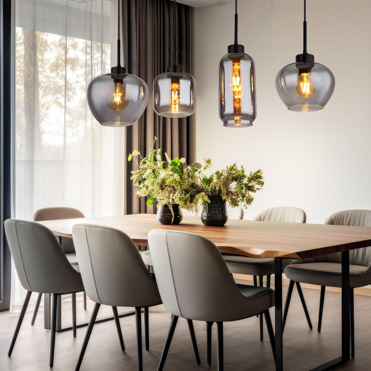 LED HÄNGELEUCHTE Metall Rauchglas Grau - Grau, Glas (99.5/24/120cm) - Globo Lighting