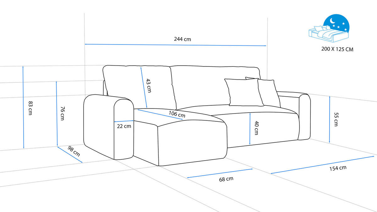 ECKSOFA mit Schlaffunktion und Bettkasten, Beige - Beige, Holzwerkstoff/Textil (244/98cm) - Idohome