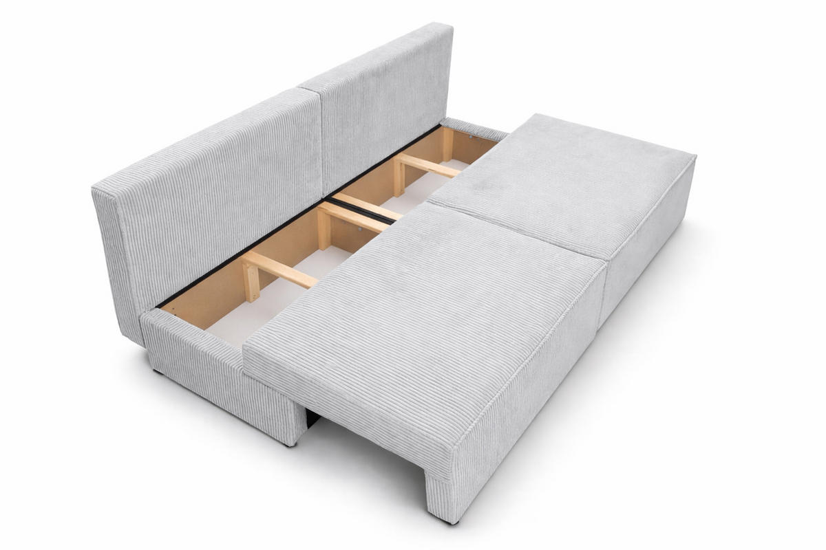 SOFA Mit Schlaffunktion Und Bettkasten, Cordstoff Poso, Grün, BEST MINI - Hellgrau, Holz (200/83/98cm) - Kaiser Möbel