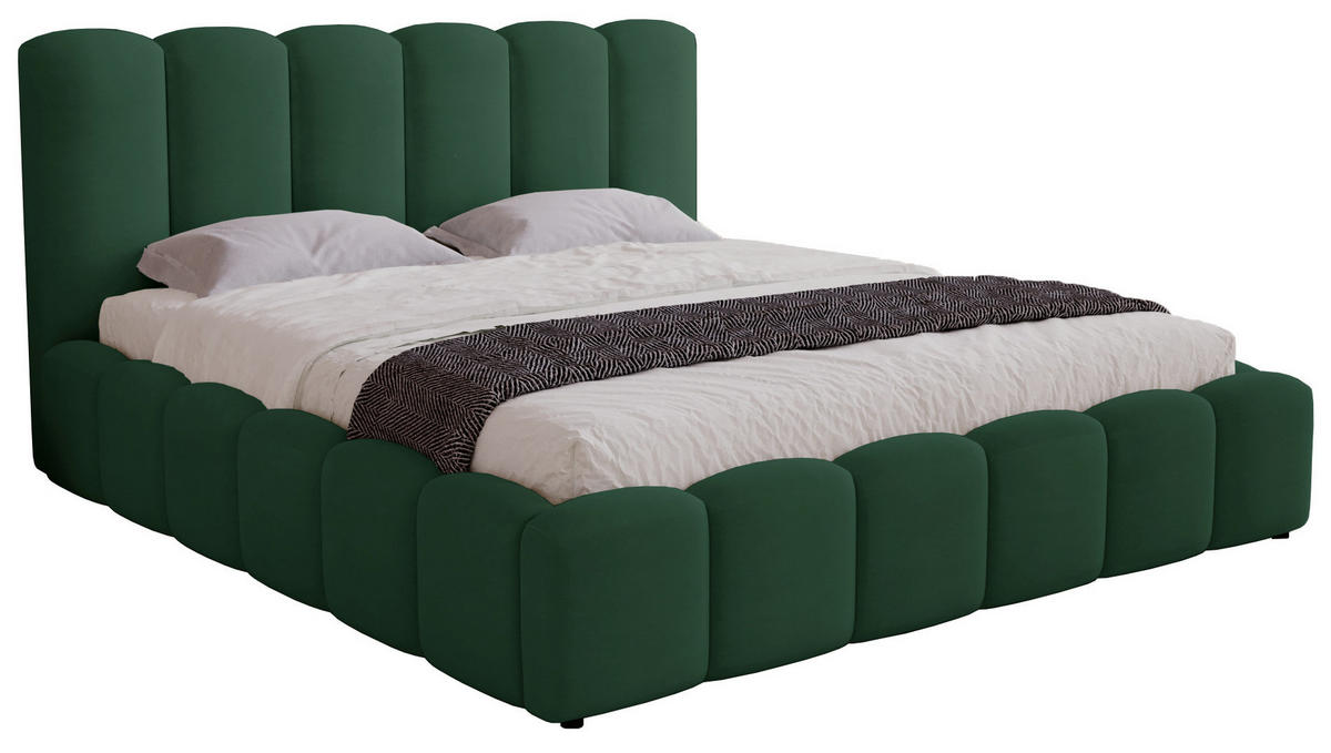 POLSTERBETT 200x200 cm Florent, Bettkasten, Samt, Grün - Grün, Holz/Textil (200/200cm) - Emporius