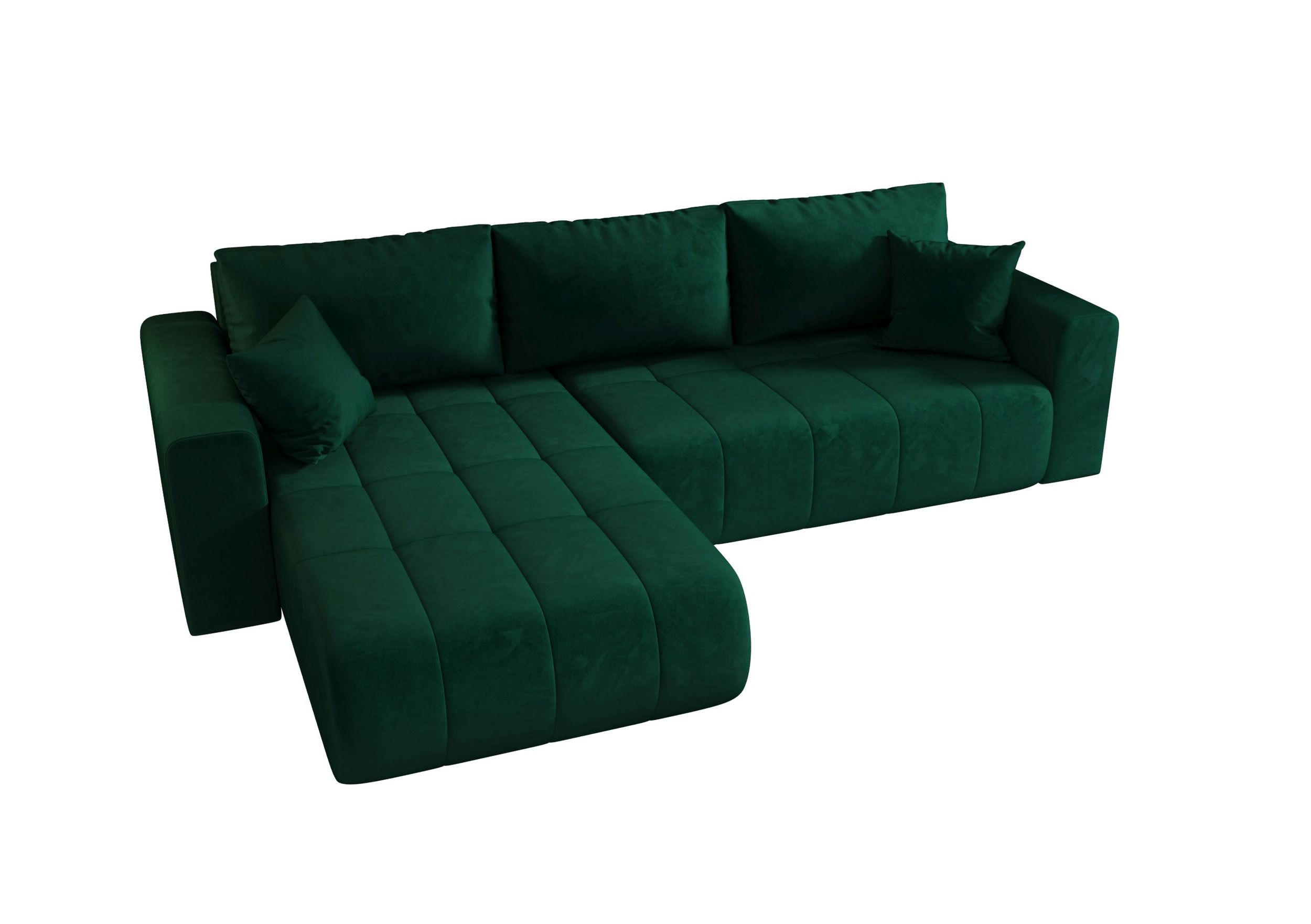 ECKSOFA mit Schlaffunktion MILO L Monolith 37 Links - Grün, Textil (280/175cm) - Bedante