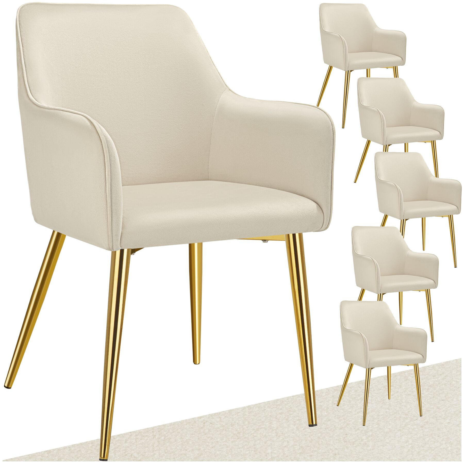 ARMLEHNSTUHL 6er Set Avane 55 x 63 5 x 86 5 cm beige - Beige, Textil (55/86.5/63.5cm) - tectake