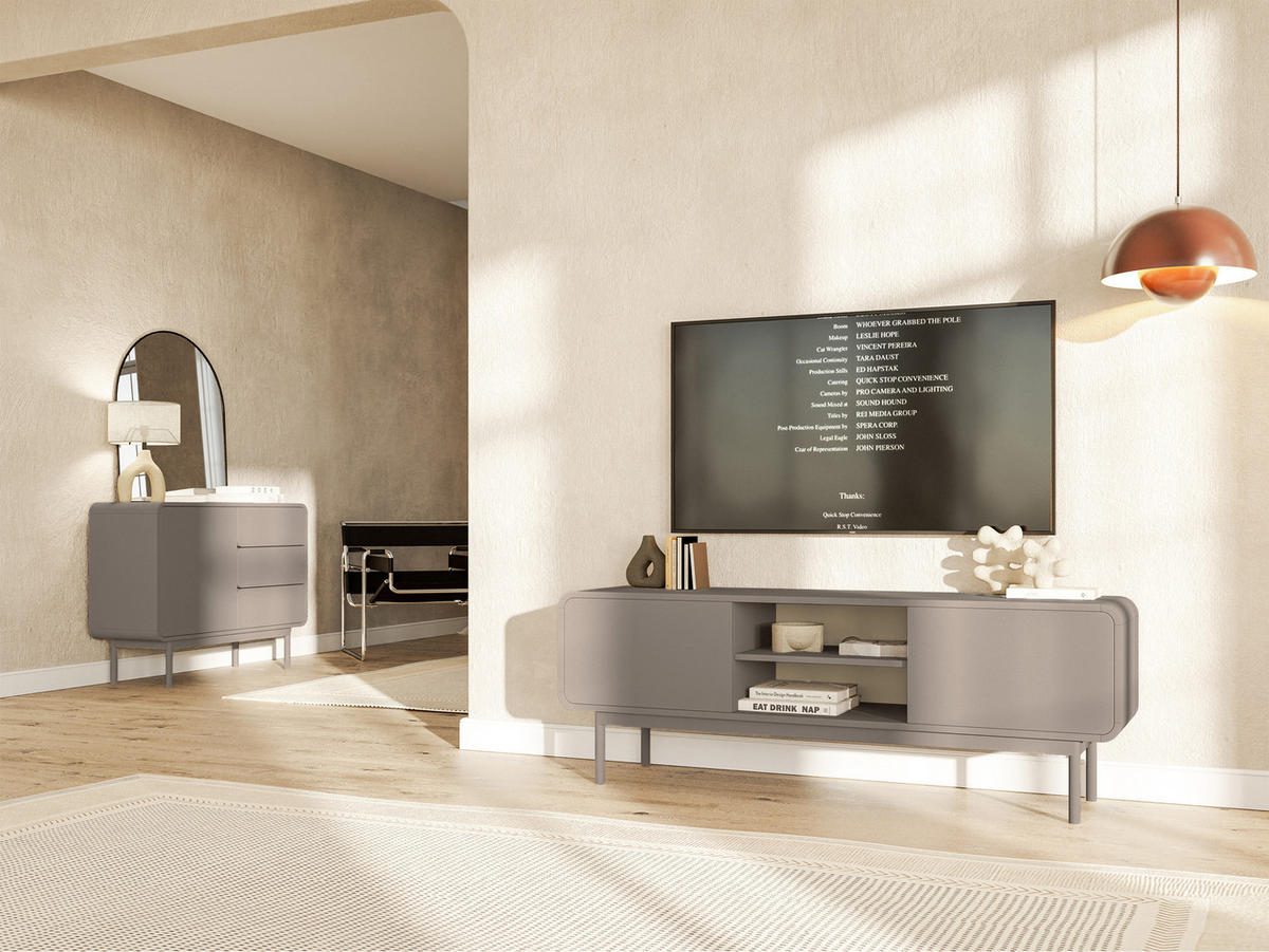 TV-LOWBOARD Oro Dunkelbeige mit 2 Schubladen 154 cm - Beige, Holz/Holzwerkstoff (154/53.4/40cm) - Selsey