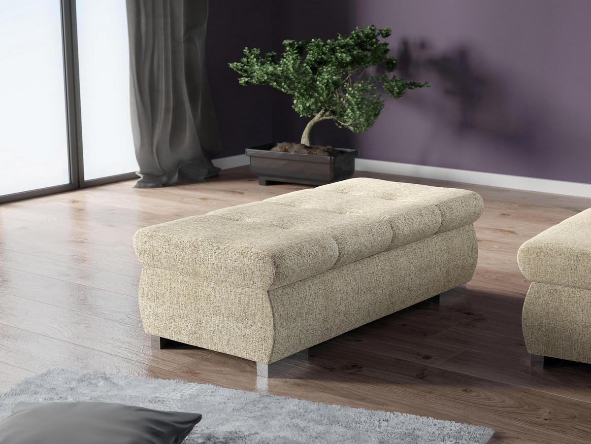 POLSTERHOCKER Orkan Groß - Beige/Silberfarben, Holz/Textil (120/39/60cm) - MIRJAN24