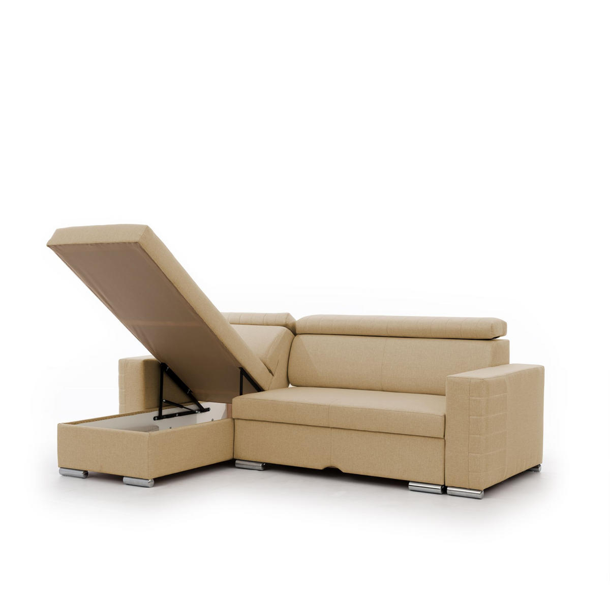 ECKSOFA Canton In Liverpool - Beige, Holzwerkstoff/Textil (260/173cm) - Fun Möbel