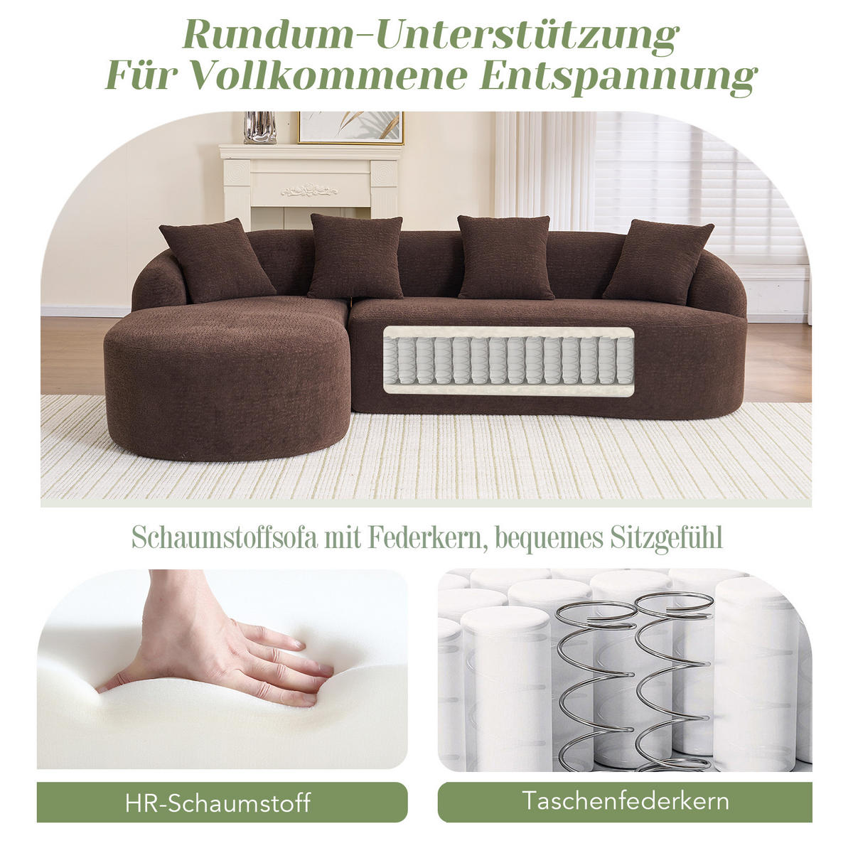 ECKSOFA 243/150/67 cm Braun Chenille - Braun, Textil (243/150cm) - Oxeza