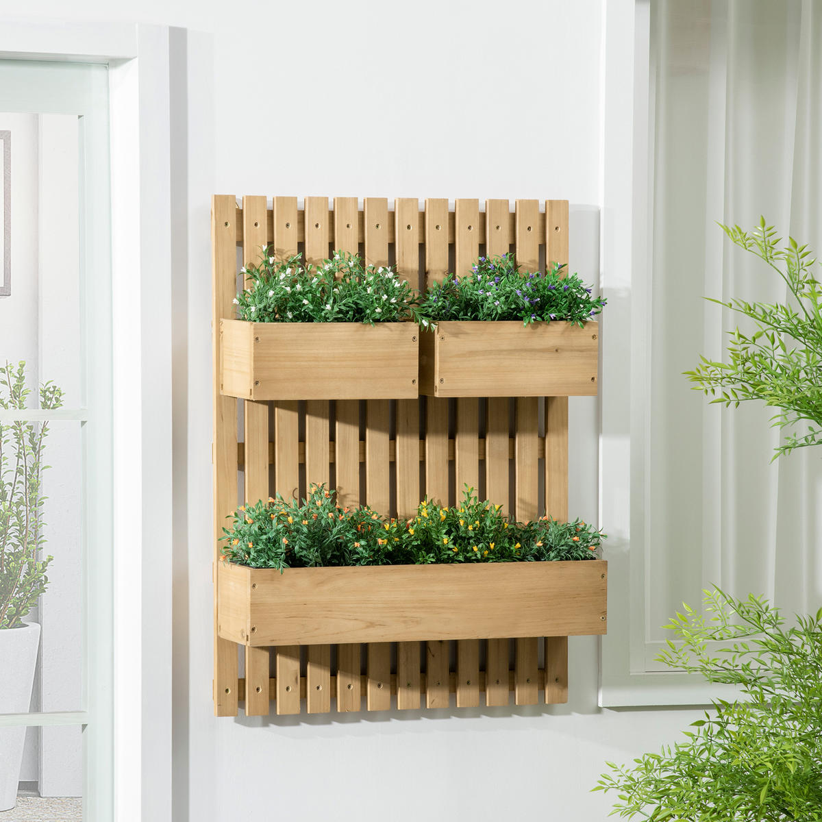 BLUMENKASTEN, Tannenholz, Naturholz - Naturfarben, Holz (16/80/60cm) - Outsunny