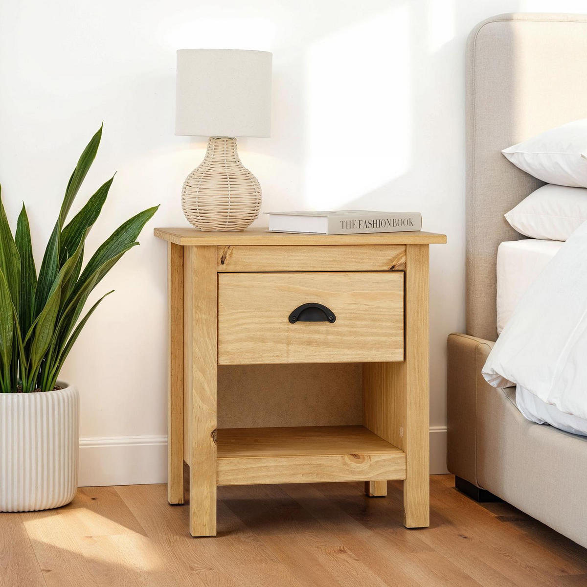 NACHTTISCH TILLY gebeizt/gewachst - Kieferfarben, Holz (46/50/35cm) - IDIMEX