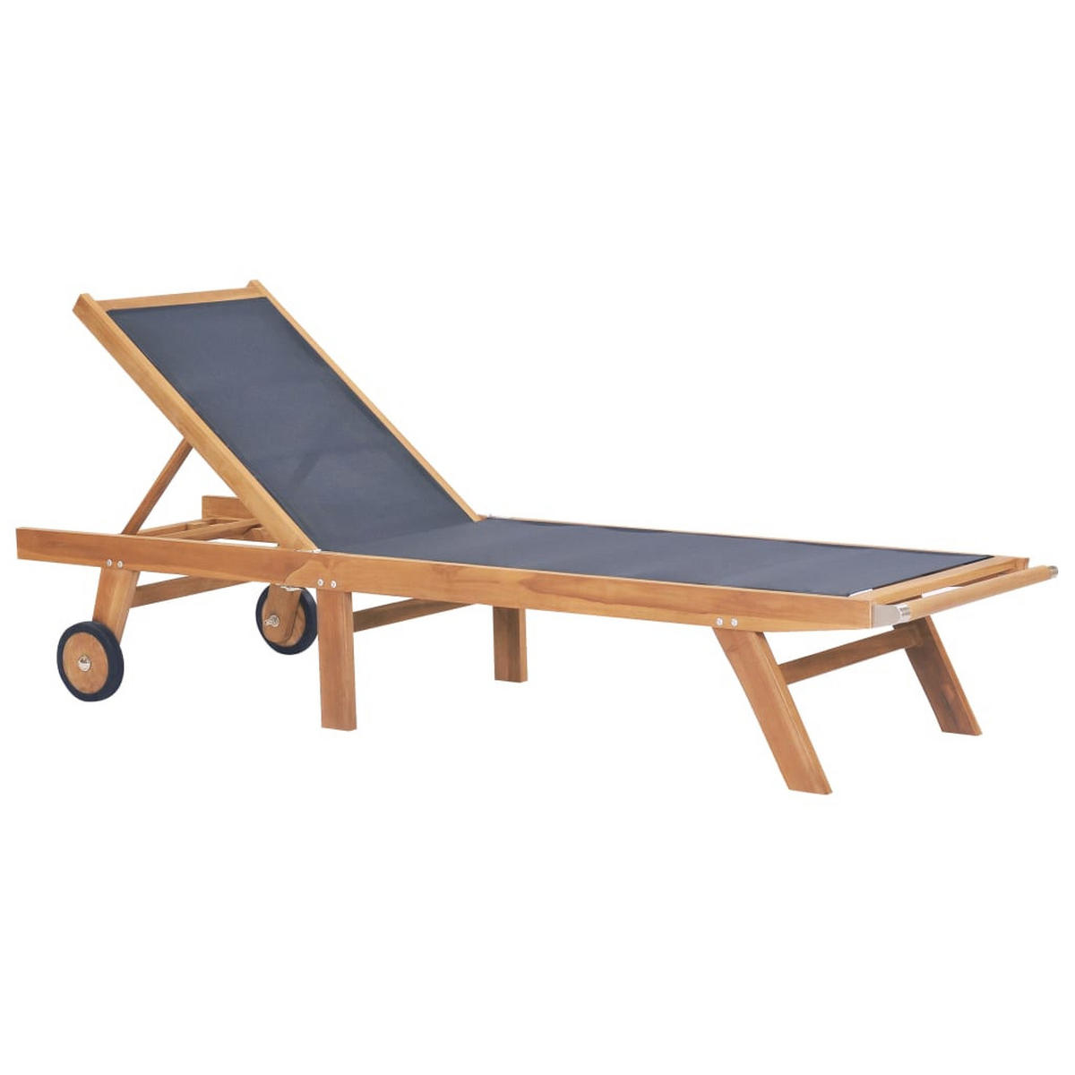 SONNENLIEGEN Klappbar mit Rollen 2 Stk. Teakholz Textilene - Braun, Holz (60/35/206cm) - furnicato