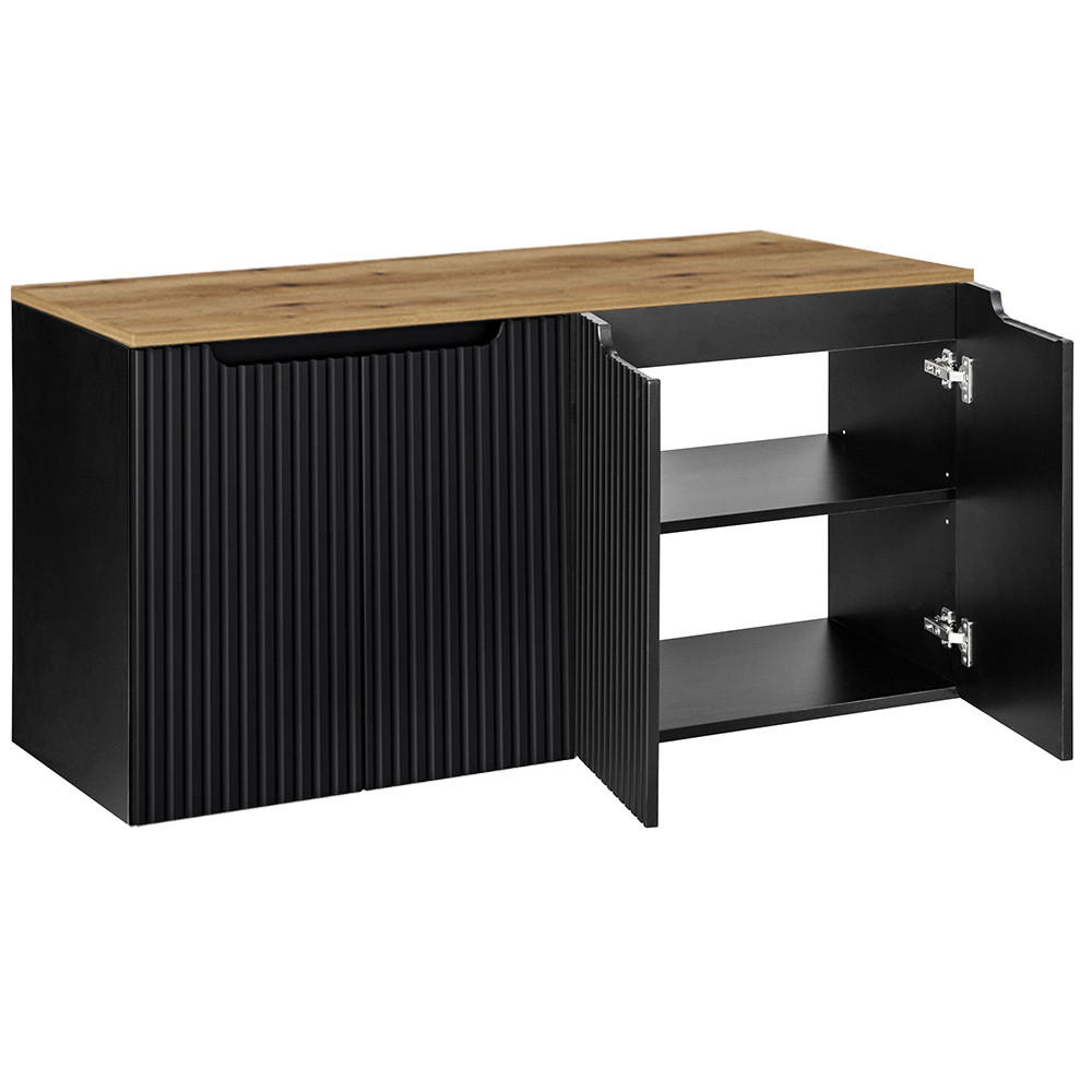 WASCHBECKENSCHRANK Newport-56 - Schwarz, Holzwerkstoff (120/60/40cm) - Lomado
