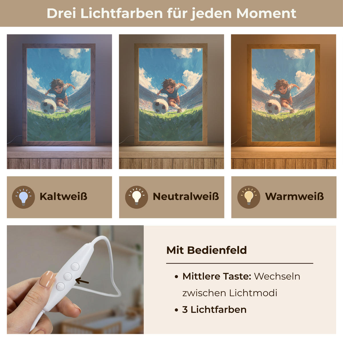 NACHTTISCHLAMPE Stadion - Fußballer - Ball 20x30 cm - Blau, Holzwerkstoff (8/20/30cm)