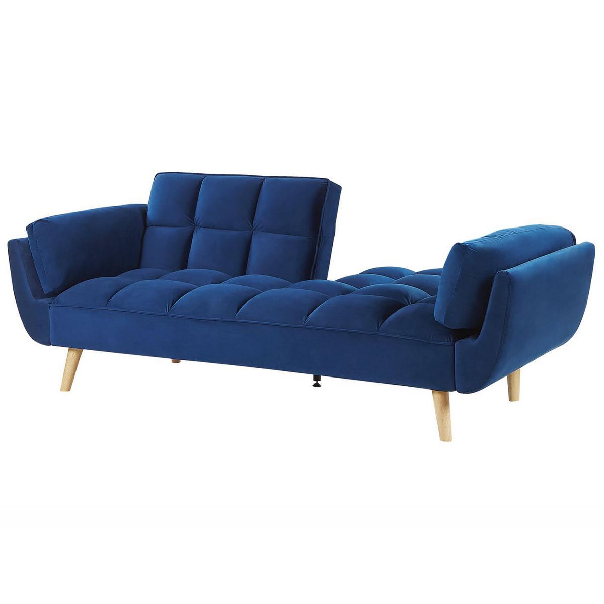 3-SITZER-SCHLAFSOFA Samtstoff Dunkelblau Asby - Hellblau, Textil (218/82/83cm) - Beliani