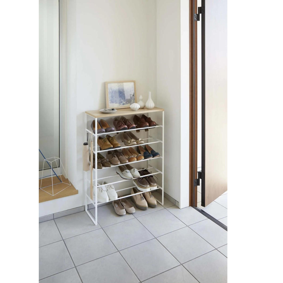 SCHUHREGAL 6 Ebenen – H25 cm - Weiß, Metall (25/87/66cm) - Yamazaki