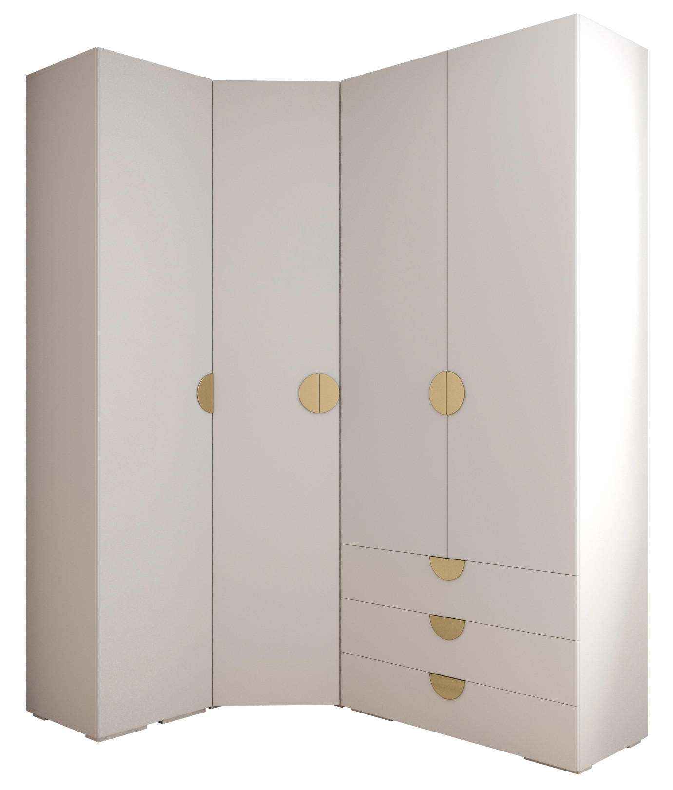 Abiks Möbel Garderoben-Set Weiß, Gold 181.7x236.7x47 cm