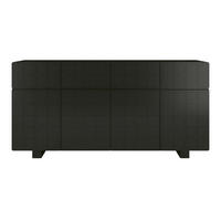SIDEBOARD Cubo Long, Geometrische 3D Fronten, 169 cm, Schwarz - Schwarz, Holz/Holzwerkstoff (168.9/83.8/41.8cm) - Skandica